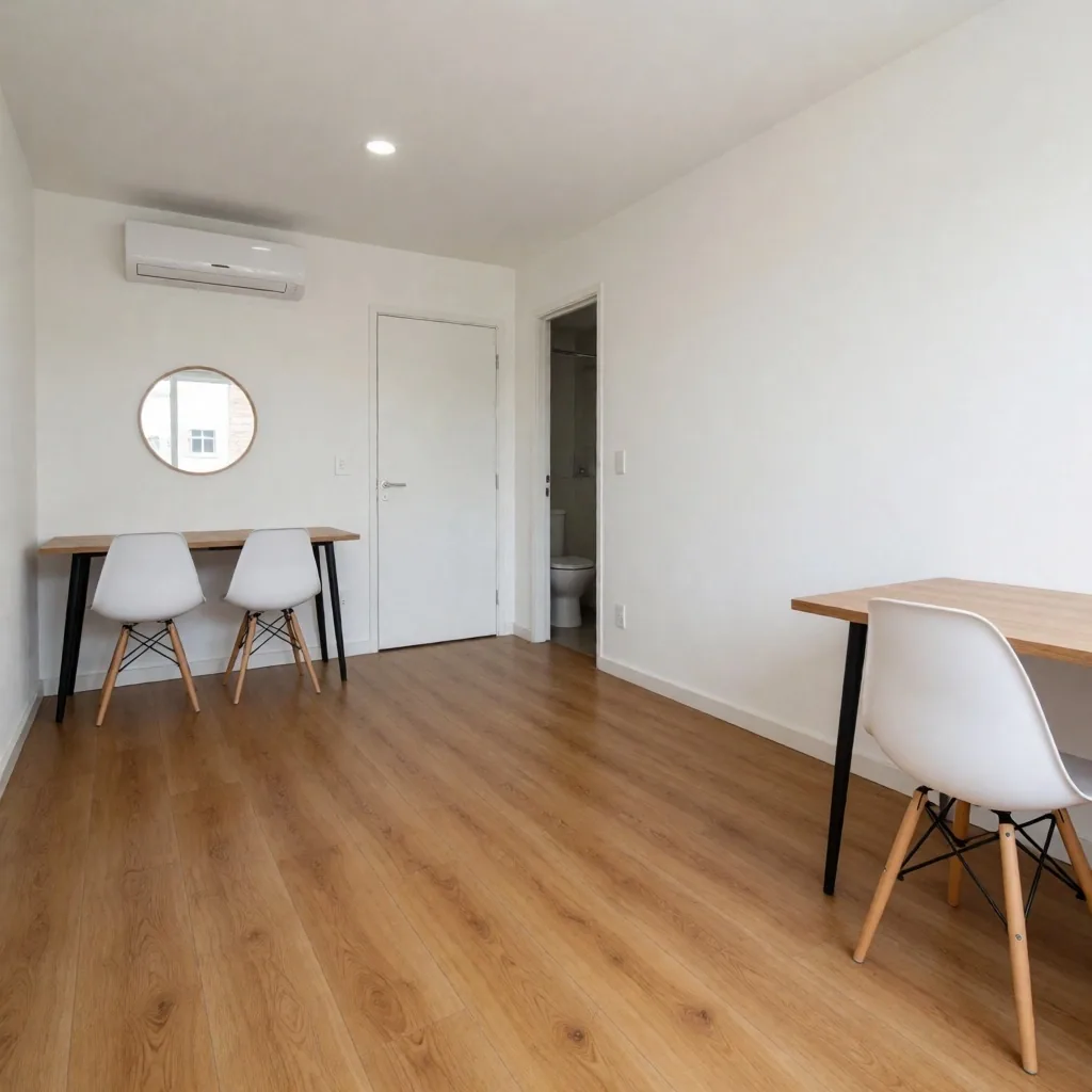 Apartamento adecuado para renta con pisos vinílicos y muros neutros en Chapinero