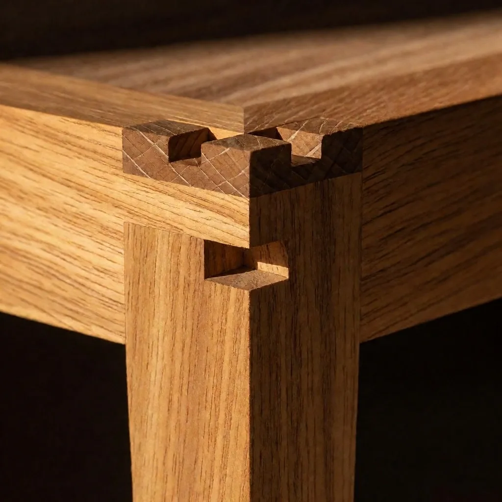 Detalle de ensamble de madera en taller de remodelación
