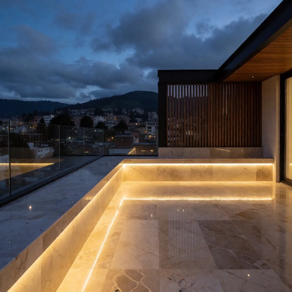 Terraza impermeabilizada con iluminación LED en casa de Cedritos